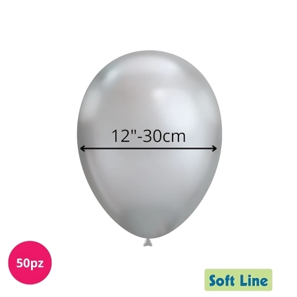 Palloncini Soft Line Cromati 12 pollici (30cm) Argento 117, 50pz.