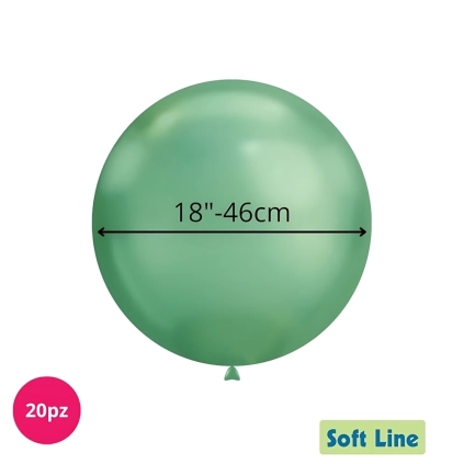 Palloncini Soft Line Cromati 18 pollici (46cm) Verde 121, 20pz.