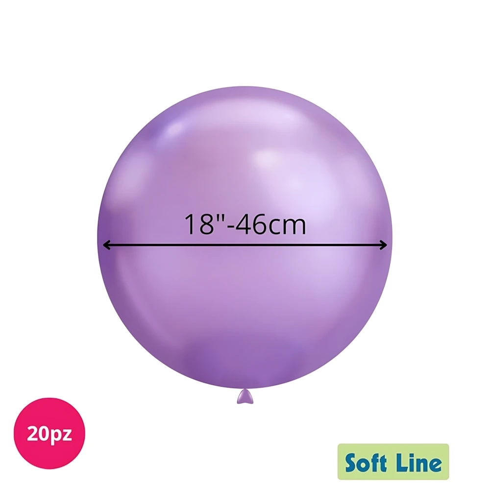 Palloncini Soft Line Cromati 18 pollici (46cm) Viola 123, 20pz.