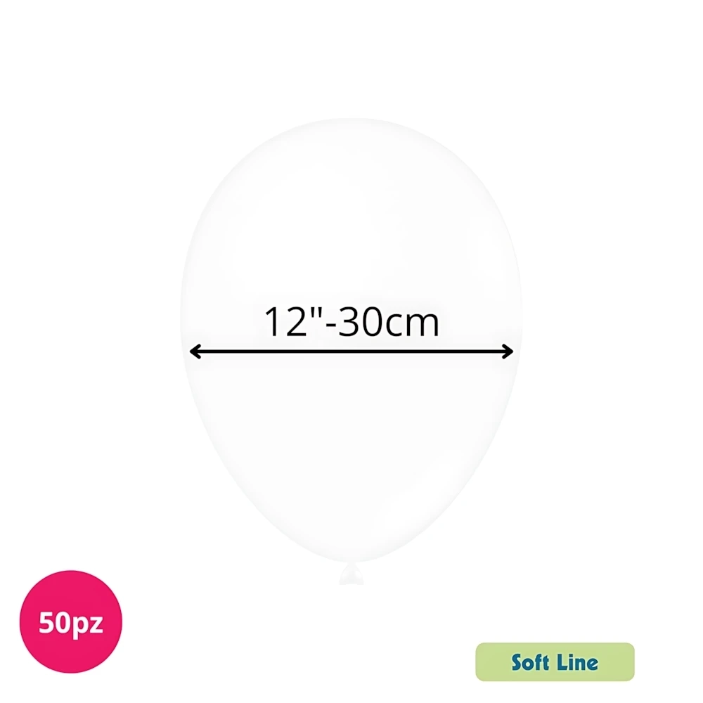 Palloncini Soft Line Pastello 12 pollici (30cm) Bianco 125, 50pz.