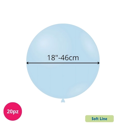 Palloncini Soft Line Pastello 18 pollici (46cm) Celeste Baby 127, 20pz.