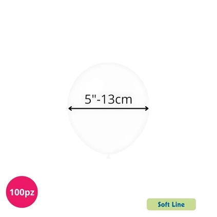 Palloncini Soft Line Pastello 5 pollici (13cm) Bianco 125, 100pz.