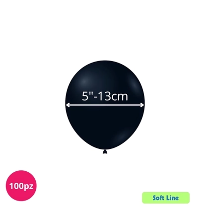 Palloncini Soft Line Pastello 5 pollici (13cm) Nero 128, 100pz.