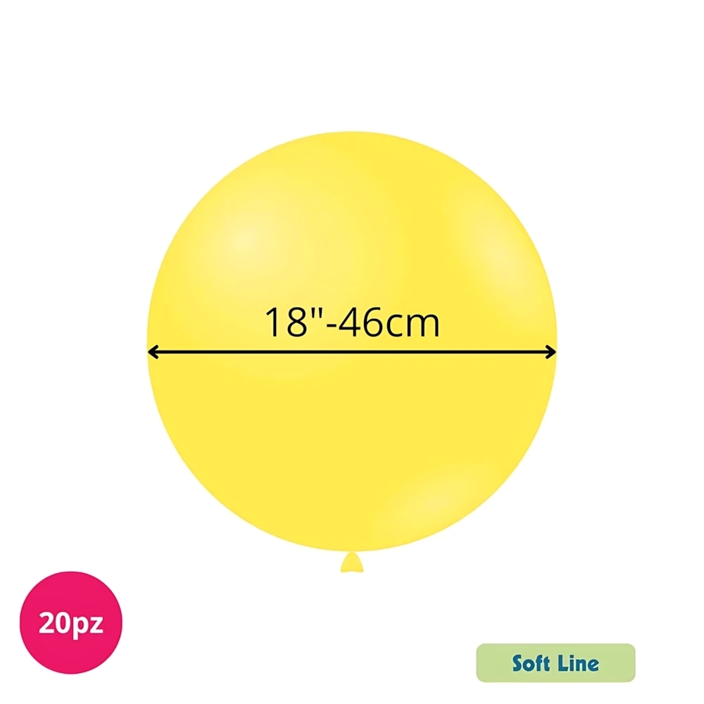 Palloncini Soft Line Pastello 18 pollici (46cm) Giallo 132, 20pz.