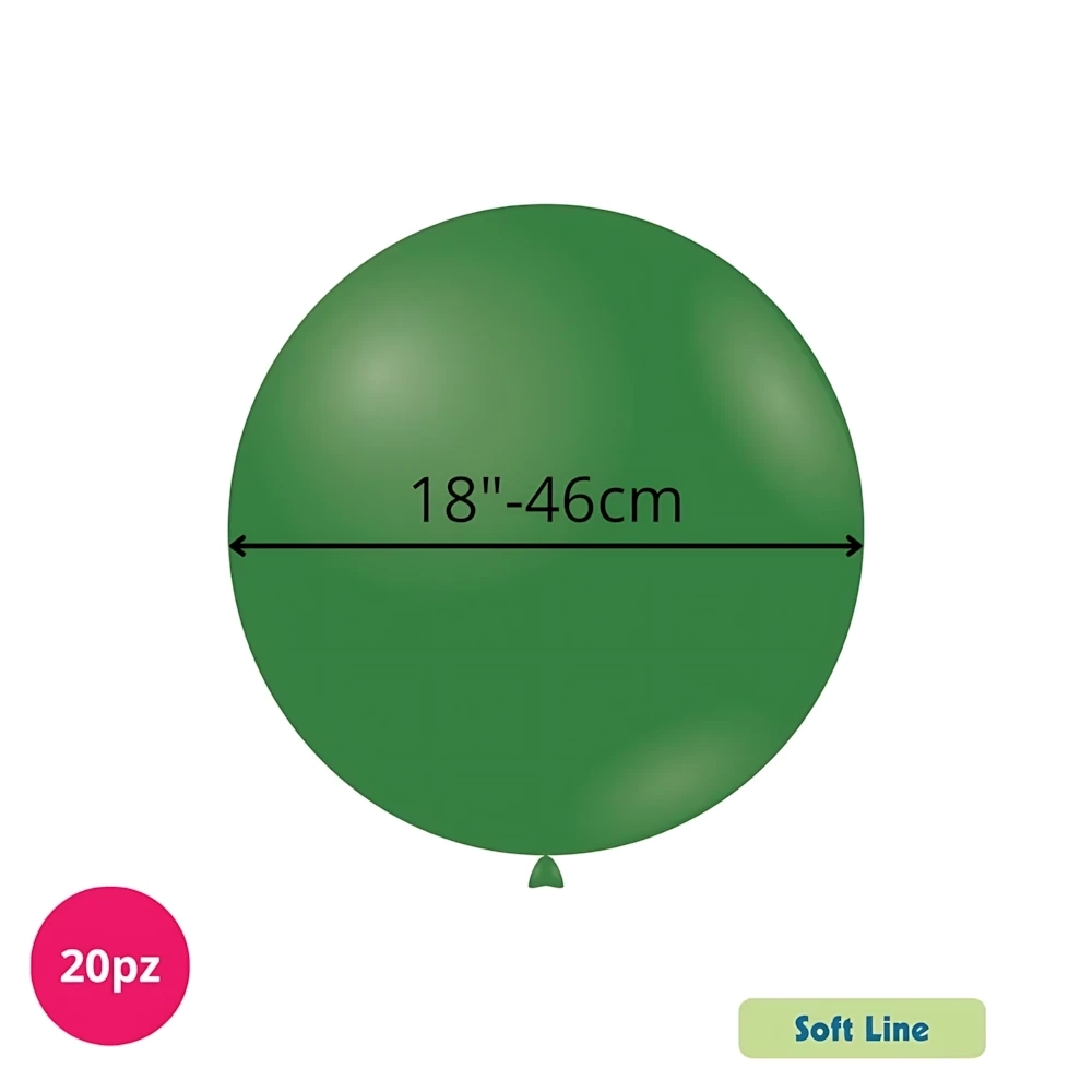 Palloncini Soft Line Pastello 18 pollici (46cm) Verde Foresta 134, 20pz.
