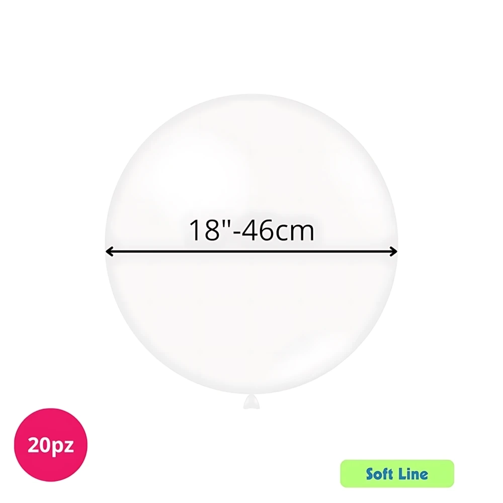 Palloncini Soft Line Pastello 18 pollici (46cm) Trasparente 136, 20pz.