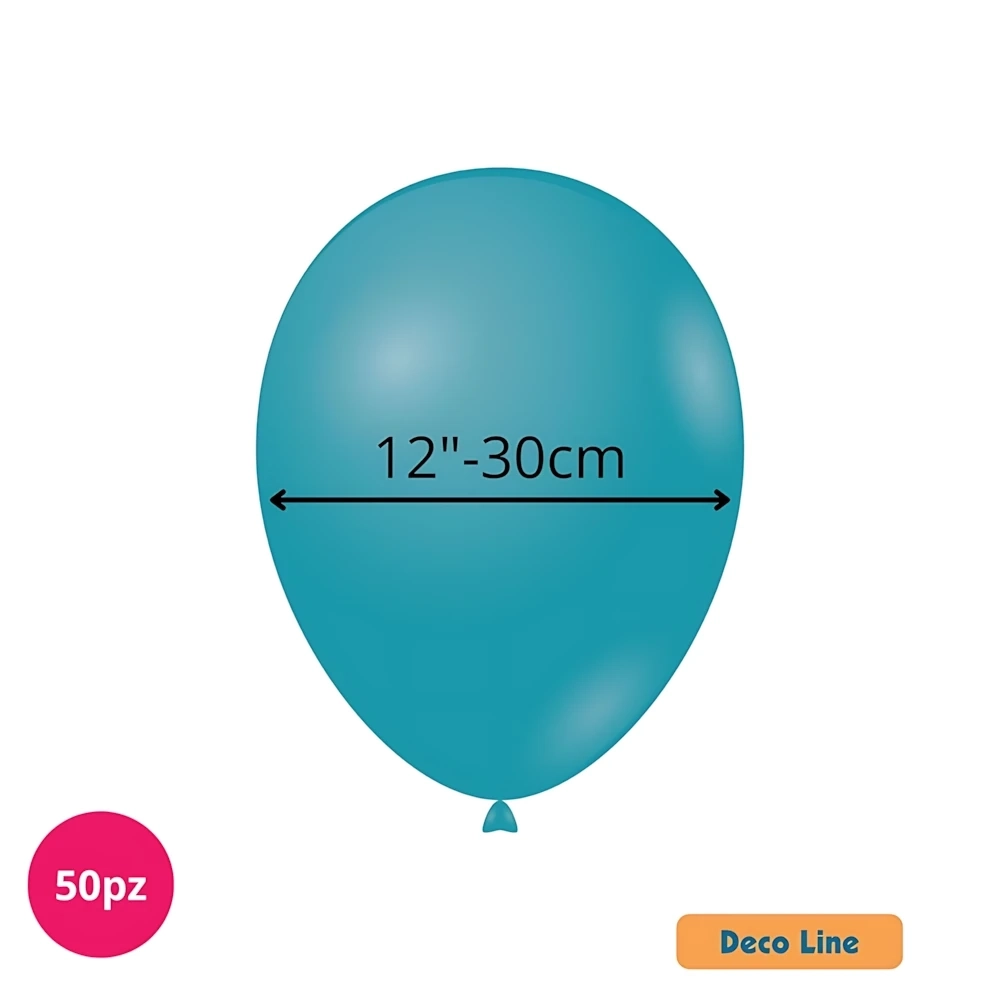 Palloncini Deco Line pastello 12" (30cm) Turchese 222, 50pz.