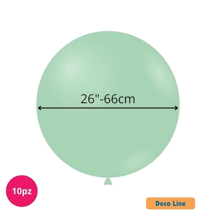 Palloncini Deco Line pastello 26" (66cm) Verde Menta 210, 10pz.