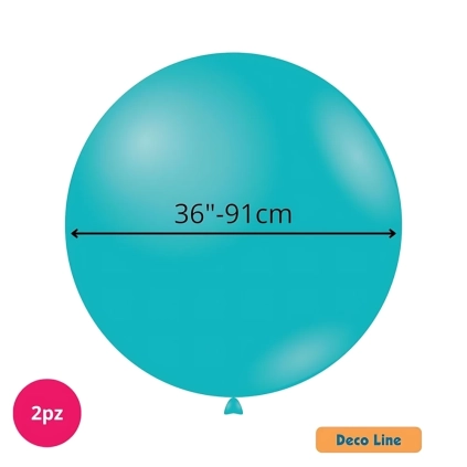 Palloncini Deco Line pastello 36" (91cm) Blu Tiffany 224, 2pz.