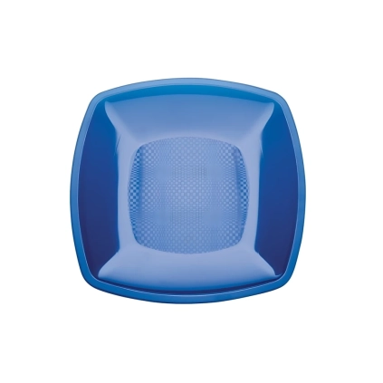 Piatti Blu trasparenti dessert, frutta di forma quadrata 18cm, 12pz.