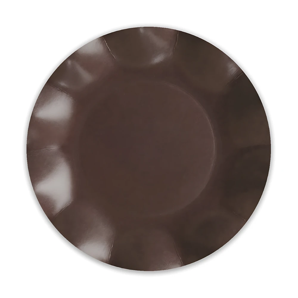 Piatti Marroni grandi in cartoncino compostabile modello petalo 27cm , 8pz.