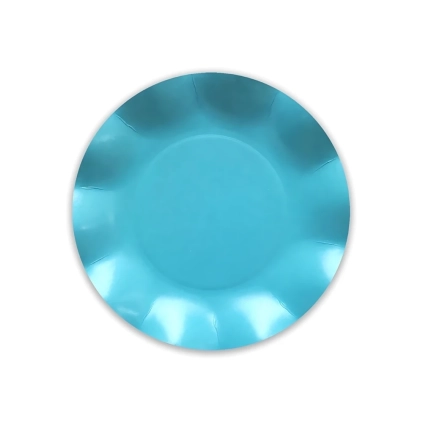 Piatti Turchese piccoli in cartoncino compostabile modello petalo 21cm , 8pz.