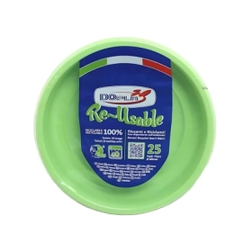 Piatti Verde Acido fondi 20,5cm riutilizzabili, 25pz.