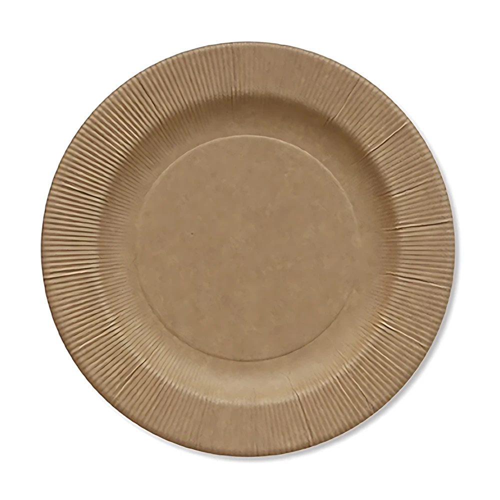 Piatti Kraft grandi in cartoncino compostabile, bordo pieghettato 27cm, 20pz.