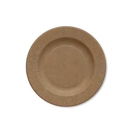 Piatti Kraft piccoli in cartoncino compostabile, bordo pieghettato 21cm , 20pz.