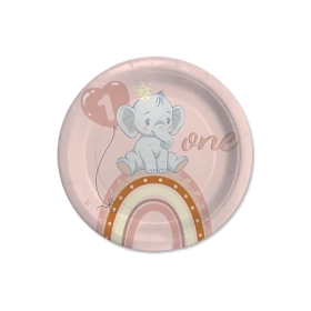 Piatti One Birthday Boho Pink 18cm, 8pz.