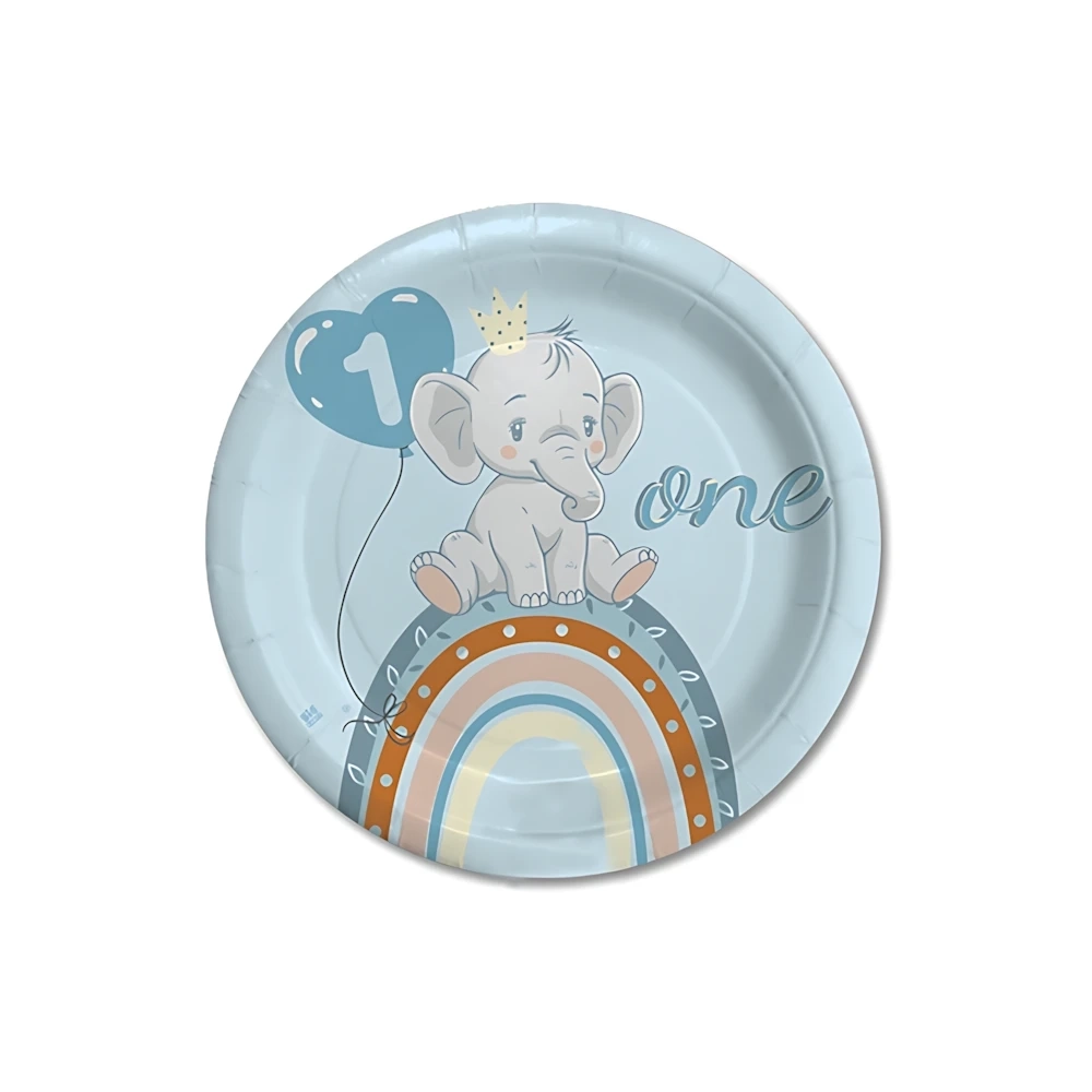 Piatti One Birthday Boho Light Blue 18cm, 8pz.