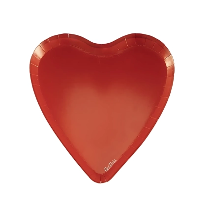 Piatti Sagomati Cuore Rossi 17x18cm, 8pz.