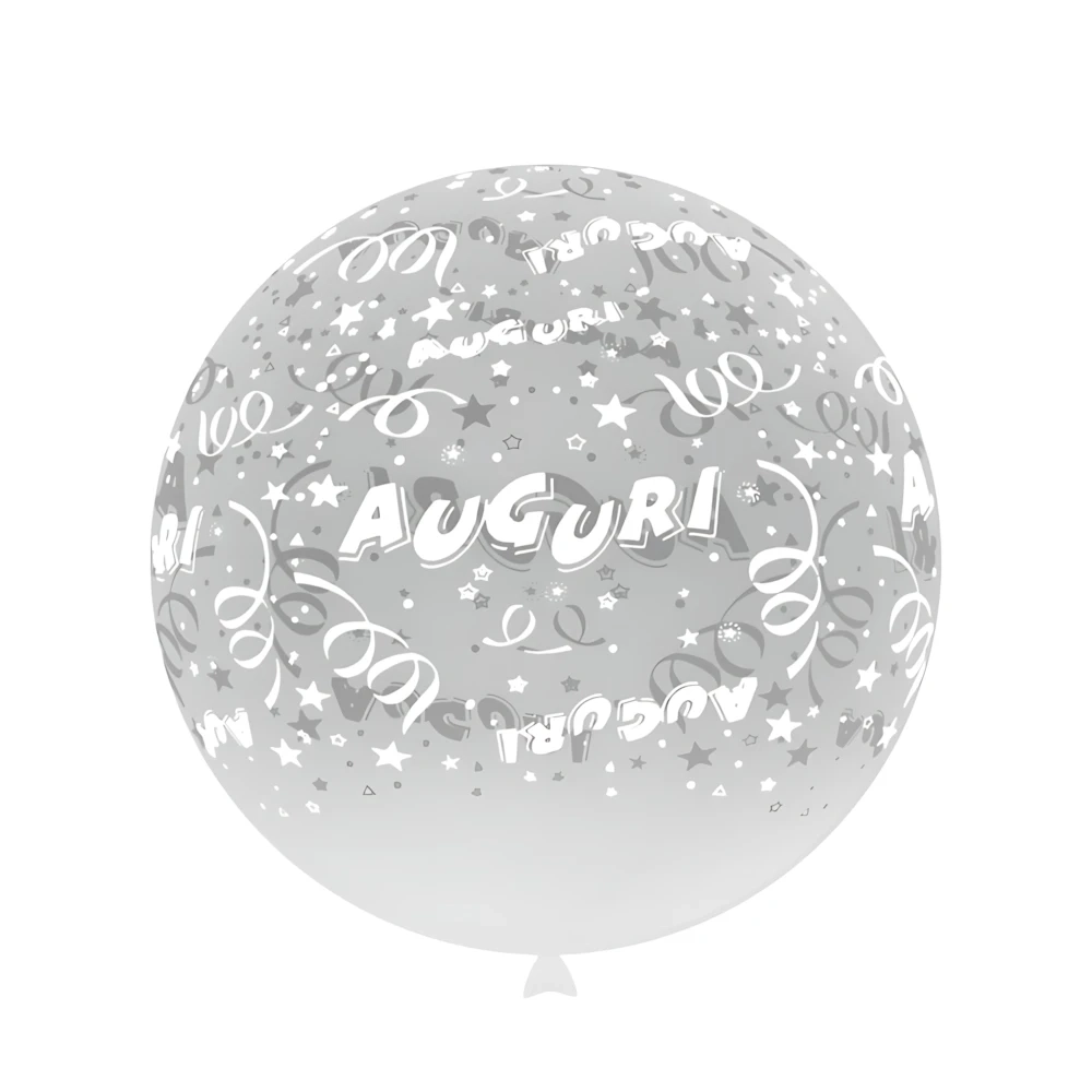 Palloncini 33" (86cm) trasparente 57 con stampa bianca Auguri globo, 1pz.