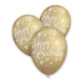Palloncini 12" (30cm) oro titanio 101 con stampa bianca Happy Birthday globo, 100pz.