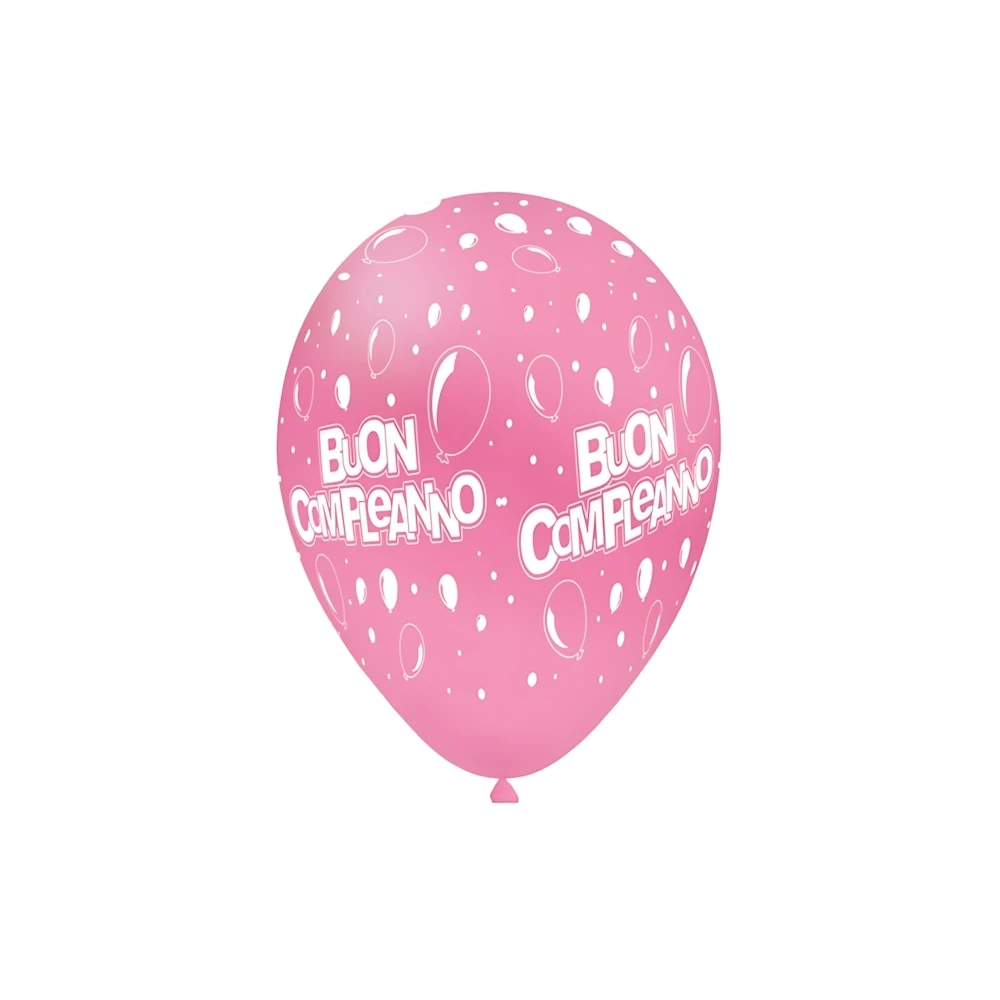 Palloncini 12" (30cm) rosa 26 con stampa bianca Buon Compleanno Globo, 100pz.
