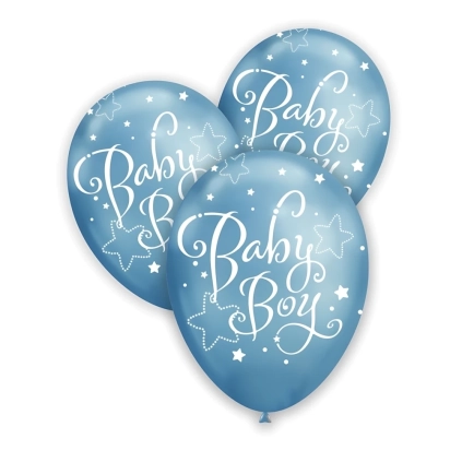 Palloncini 12" (30cm) blu titanio 107 con stampa bianca globo Baby Boy, 100pz.