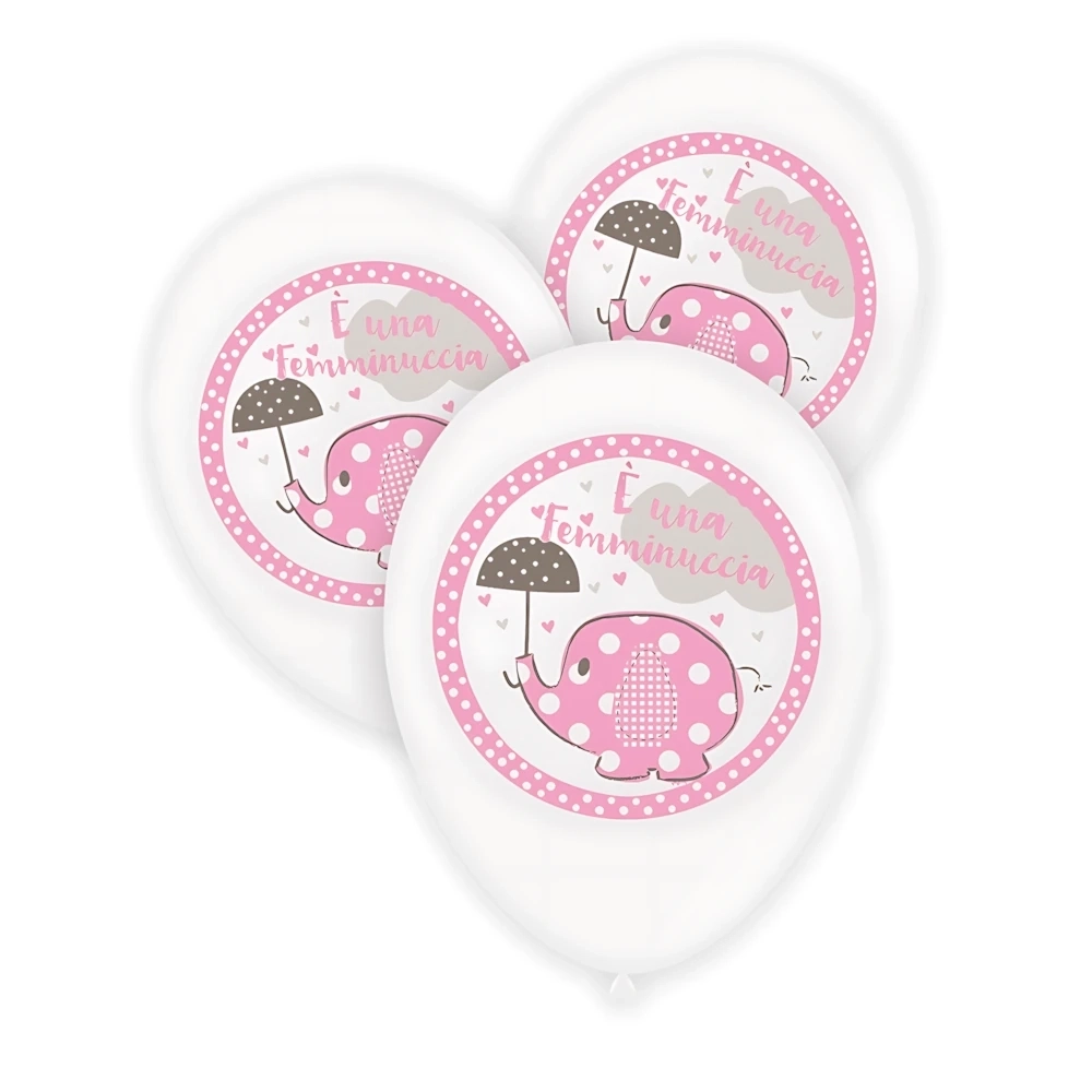 Palloncini 12" (30cm) bianco con stampa multicolor E' una Femminuccia su 2 lati, 50pz.