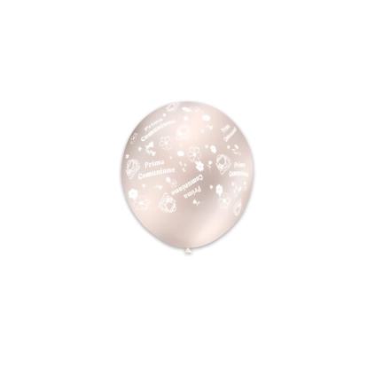 Palloncini 5" (12cm) perla 60 con stampa bianca globo Prima Comunione, 100pz.