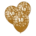 Palloncini 12" (30cm) oro con stampa bianca globo numero 18, 100pz.