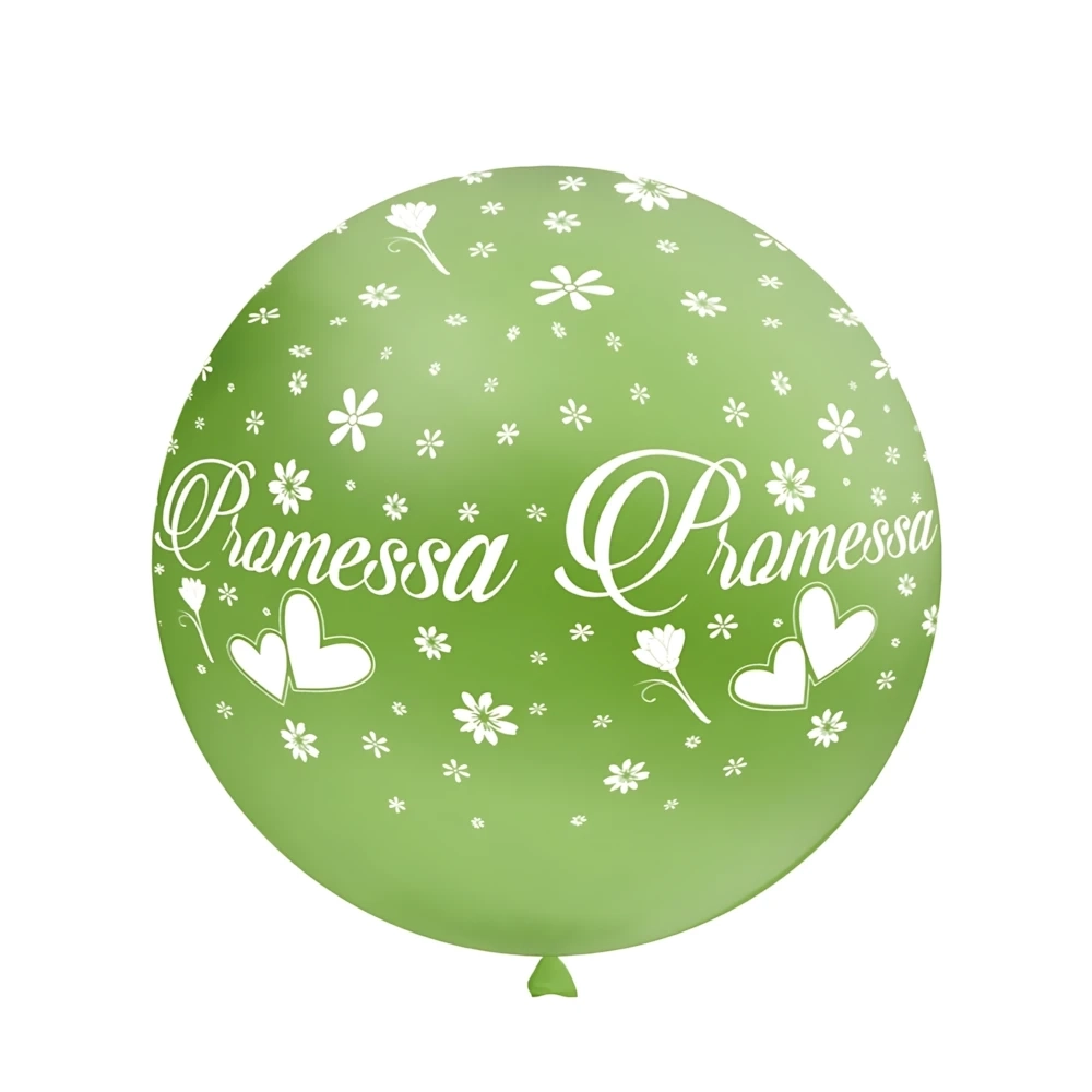 Palloncini 33" (86cm) verde 22 con stampa bianca globo Promessa, 1pz.