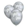 Palloncini 12" (30cm) argento titanio 102 con stampa bianca Mr. Mrs. su 2 lati, 100pz.