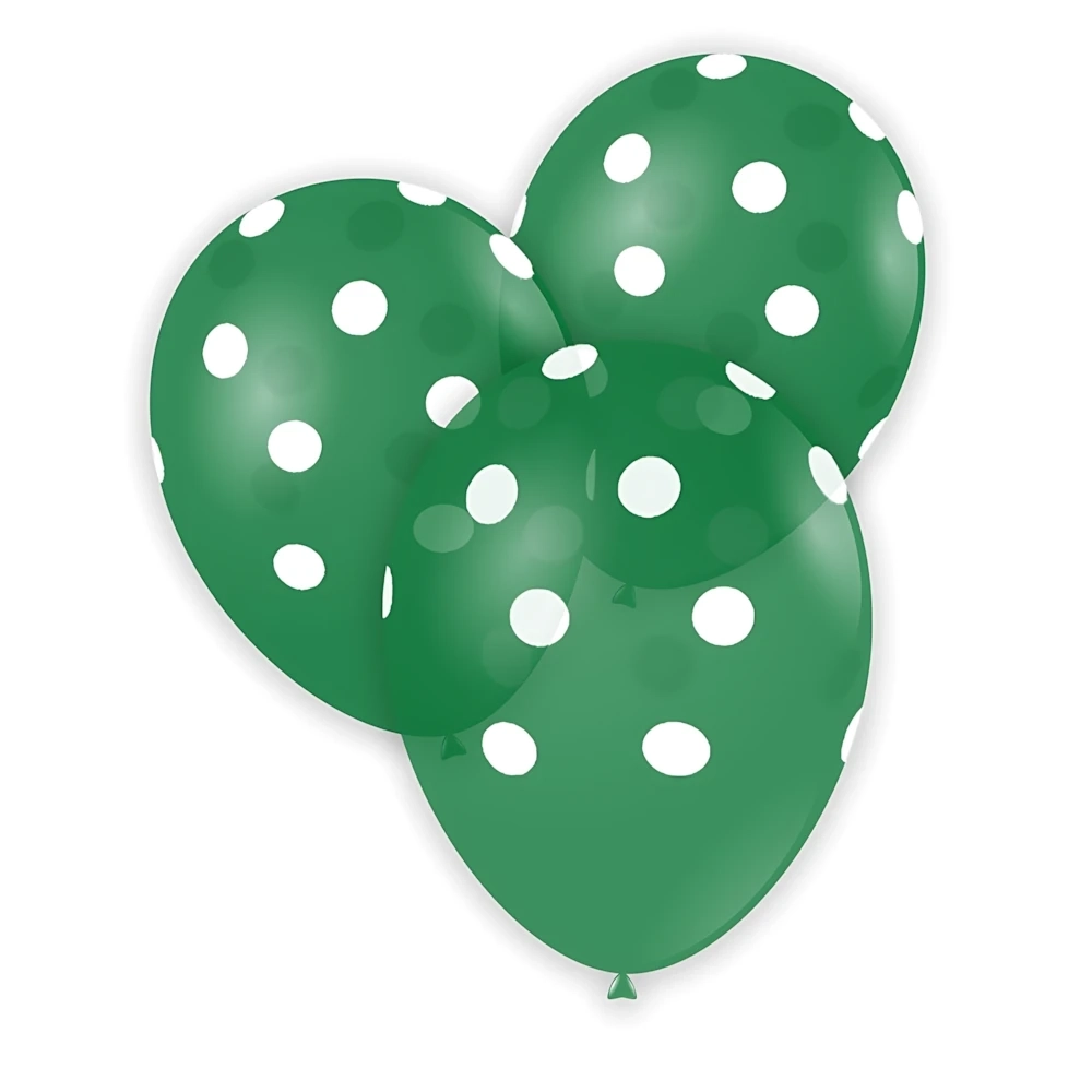 Palloncini 12" (30cm) verde 58 con stampa bianca globo Pois, 100pz.
