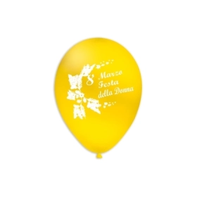 Palloncini 12" (30cm) giallo 11 con stampa bianca Festa Della Donna su 2 lati, 100pz.