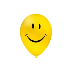 Palloncini 12" (30cm) giallo 11 con stampa nera Smile su 1 lato, 100pz.