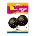 Palloncini 18" (46cm) nero con stampa oro globo punto interrogativo ?, 5pz.