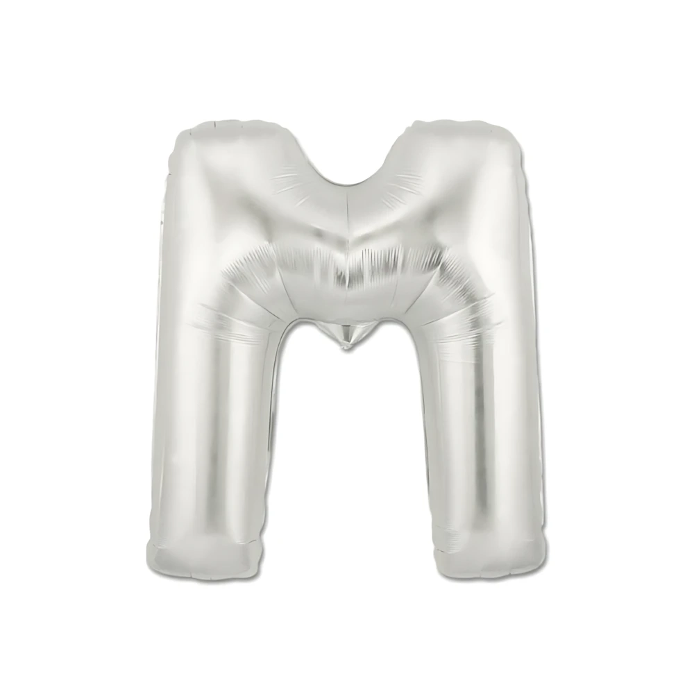 Palloncini Lettera M Argento mini shape 14" (35cm) in mylar, 5pz.