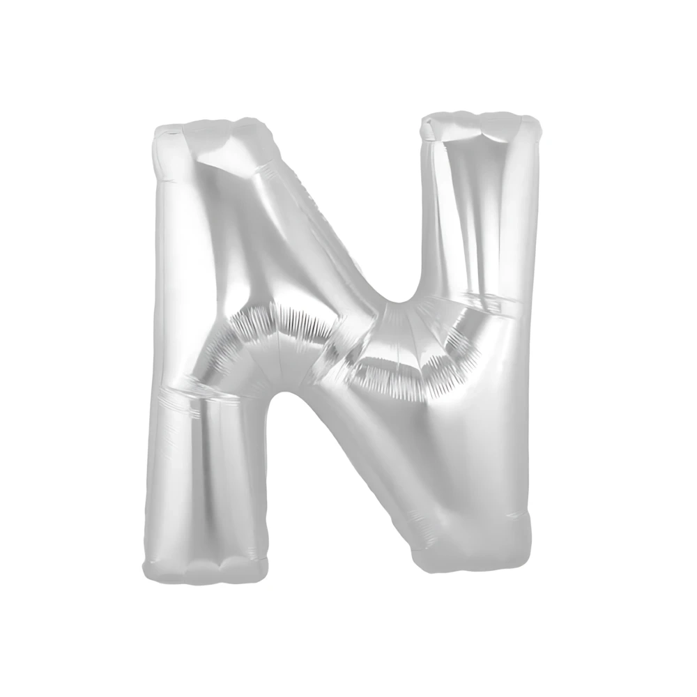 Palloncini Lettera N Argento mini shape 14" (35cm) in mylar, 5pz.
