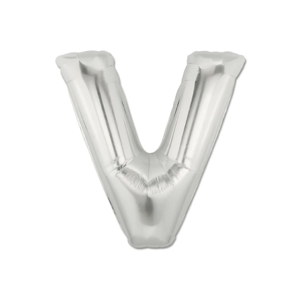 Palloncini Lettera V Argento mini shape 14" (35cm) in mylar, 5pz.