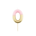 Candelina Metal numero 0 Rosa e Oro 10,5cm, 1pz.