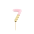 Candelina Metal numero 7 Rosa e Oro 10,5cm, 1pz.