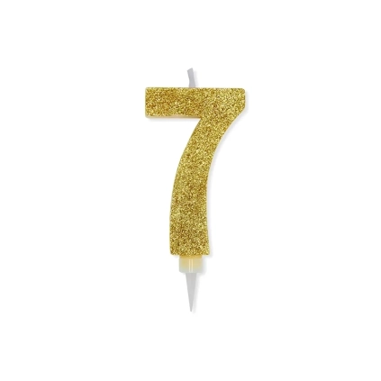 Candelina numero 7 Oro Glitter Max Cera Sweety 15cm, 1pz.