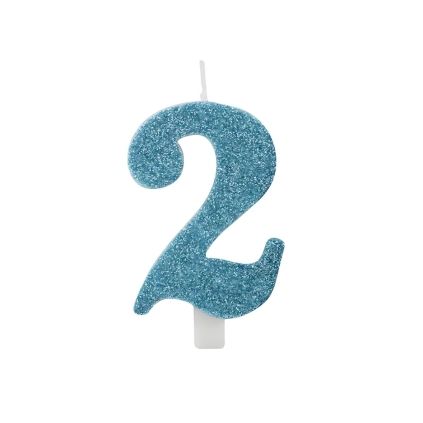 Candelina numero 2 tiffany glitter 9,5cm, 1pz.