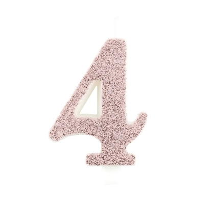 Candelina numero 4 Rose Gold glitter 9,5cm, 1pz.