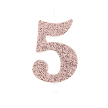 Candelina numero 5 Rose Gold glitter 9,5cm, 1pz.