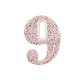 Candelina numero 9 Rose Gold glitter 9,5cm, 1pz.