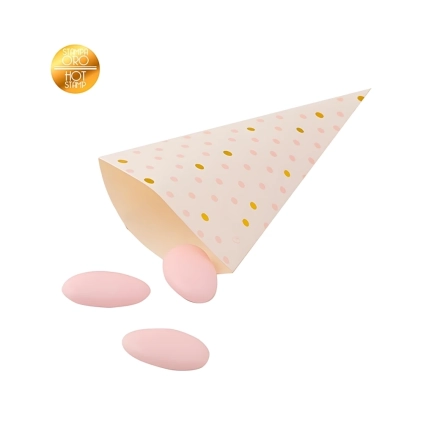 Coni portaconfetti o caramelle in carta con stampa rosa e oro, 10pz.