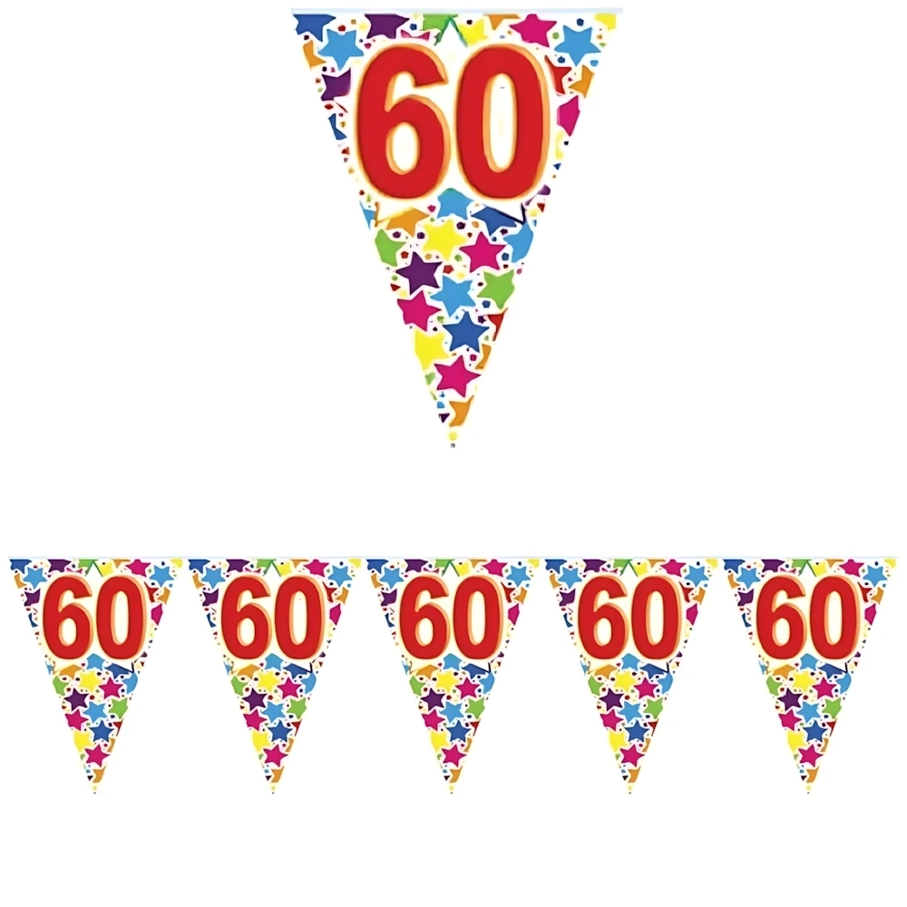 Festone bandierine numero 60 Anni Stardust, 1pz.