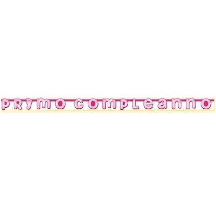 Festone bandierine Primo Compleanno Rosa, 1pz.