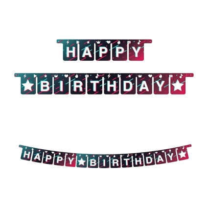 Festone bandierine Happy Birthday Simil Tik Tok, 1pz.