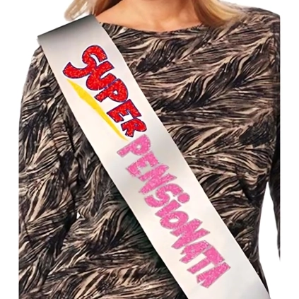 Fascia Super Pensionata Glitter per festa di pensionamento donna , 1pz.